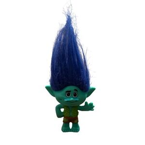 DreamWorks Trolls Branch Figure Teal Blue Hair Green Vest Collectible Toy